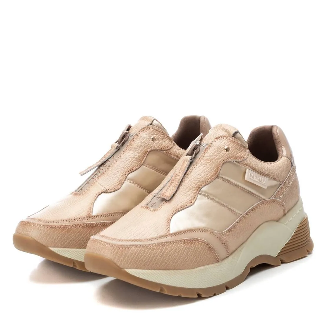 161167 Spanish Leather sneakers with cushioned sole in Champagin
