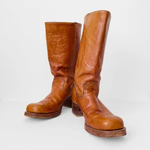 1970s Buttery Soft Leather Heavy-Duty Made in Canada Wood-Heeled Boots
