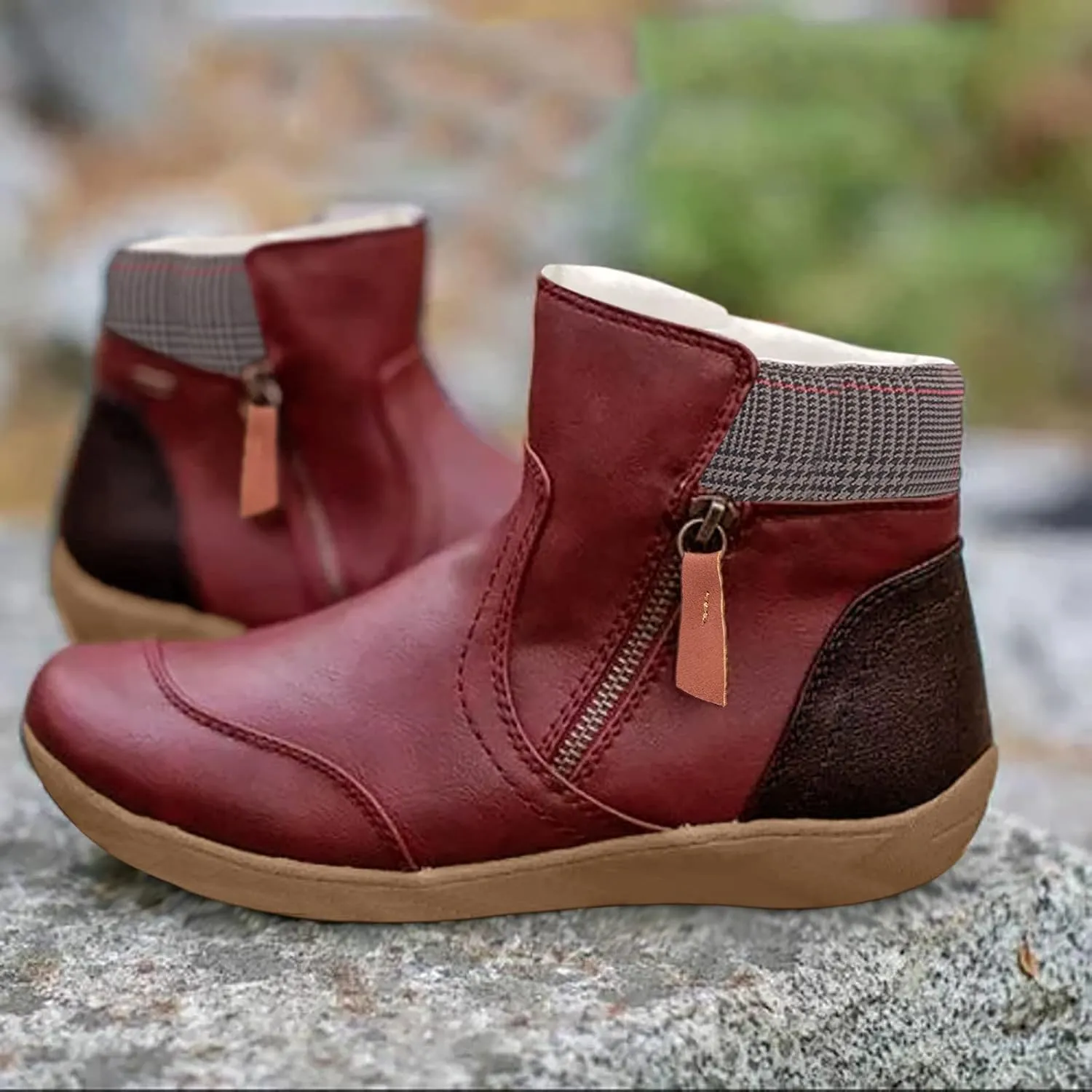 2023 New Women Winter Non-Slip Waterproof Snow Plush Ankle Boots Womens Winter Ankle Snow Boots Womens Slip on Winter Boots Wide Boots for Snow and Ice Women Botas Para La Nieve Para Mujeres