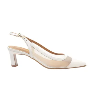 A17507 White | Mesh Slingback Pump