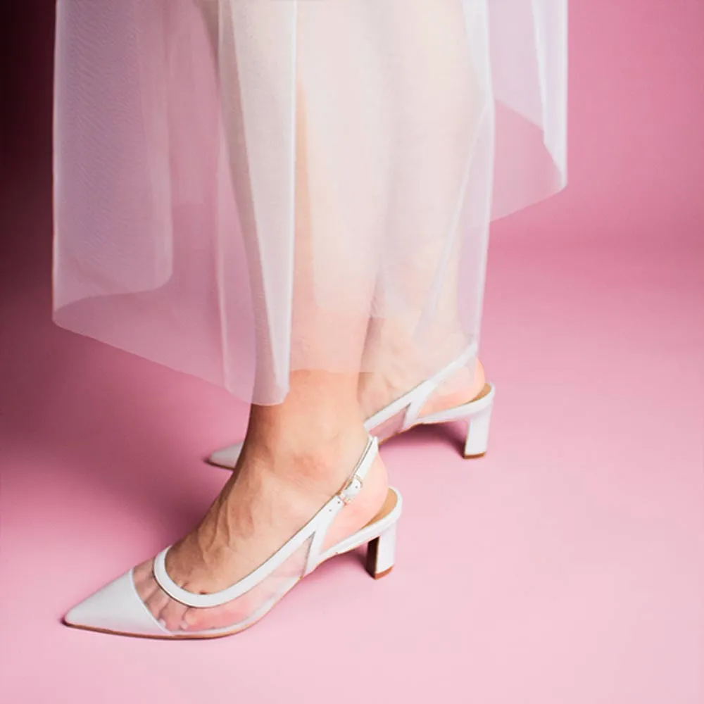 A17507 White | Mesh Slingback Pump