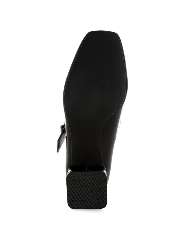 Abeba Diamante Brooch Metallic Square Toe Mary Jane Pumps