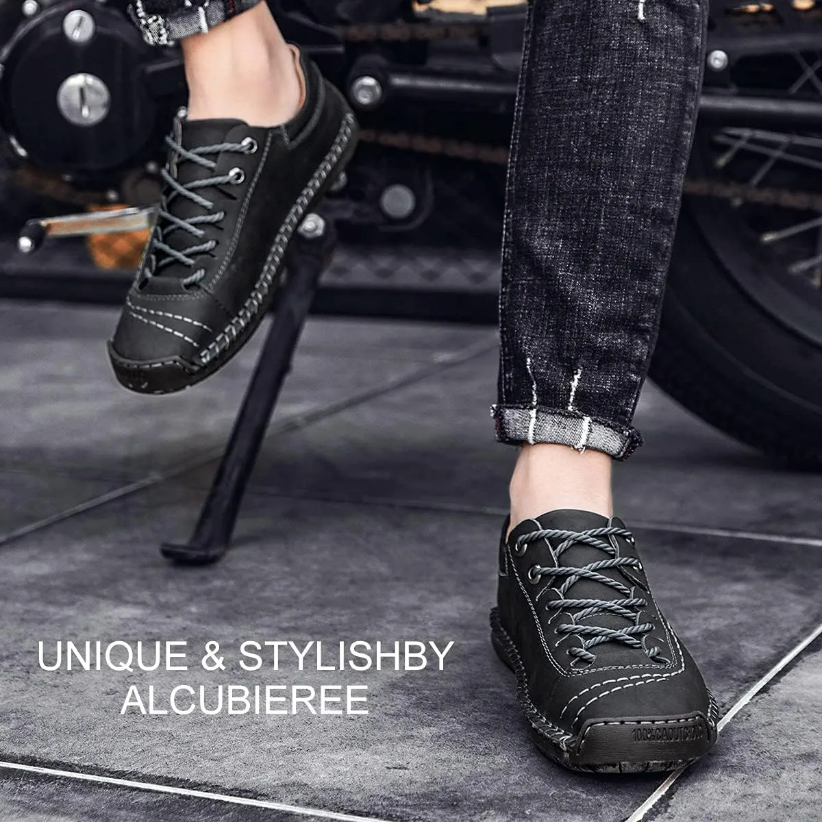 alcubieree Mens Leather Casual Shoes Comfortable Fashion Sneakers Loafers Lightweight Dress Walking Driving Shoes for MenSize 7.5-13
