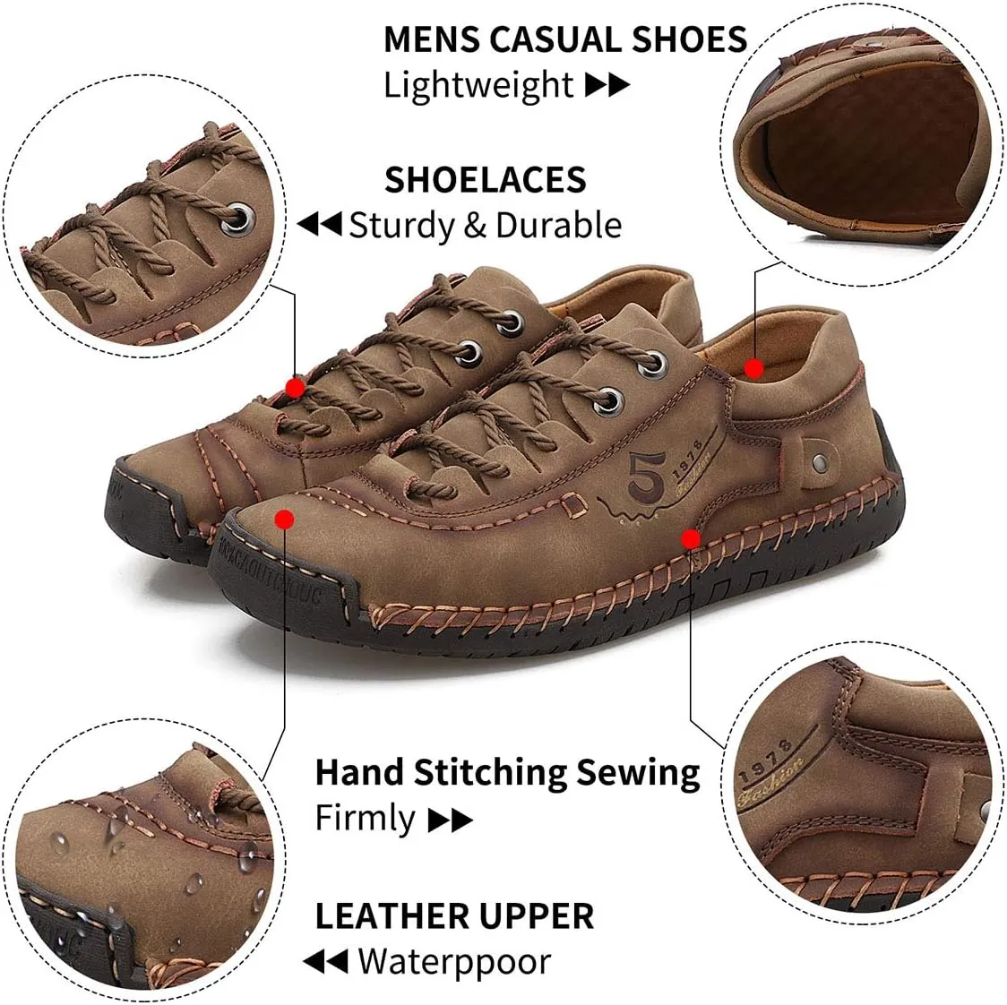 alcubieree Mens Leather Casual Shoes Comfortable Fashion Sneakers Loafers Lightweight Dress Walking Driving Shoes for MenSize 7.5-13