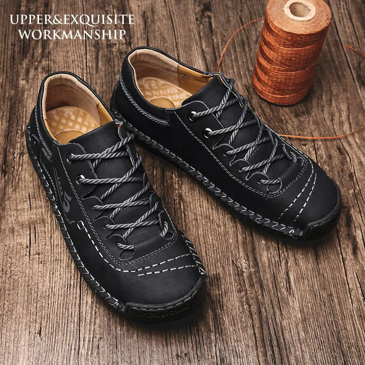 alcubieree Mens Leather Casual Shoes Comfortable Fashion Sneakers Loafers Lightweight Dress Walking Driving Shoes for MenSize 7.5-13