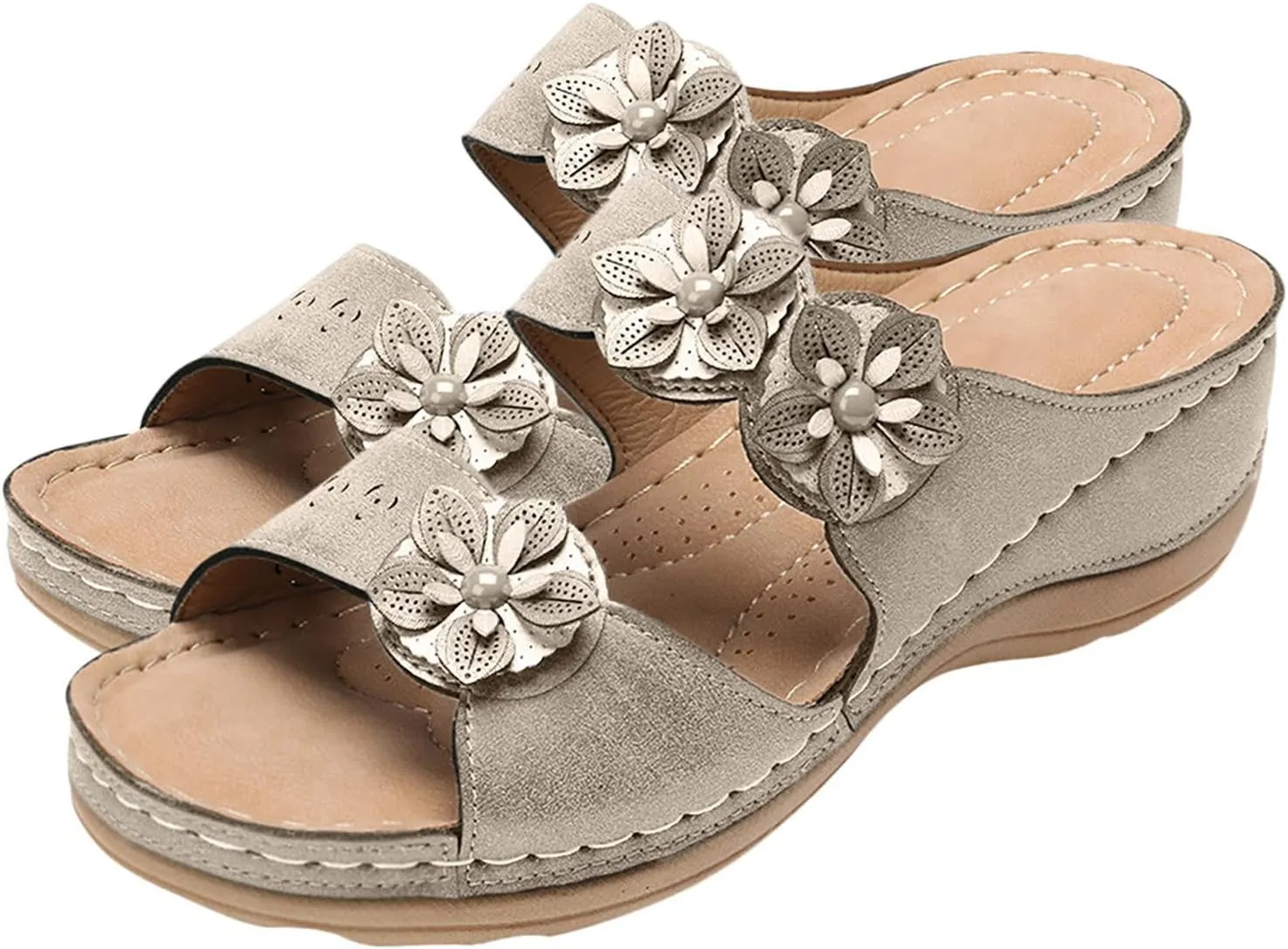 AMDBEL Sandals for Women 2024 Comfortable Walking Slippers with Arch Support Anti-Slip Breathable Sandal Slip On Flip Flops