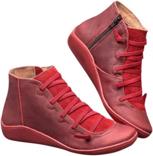 Ankle Boots for Women Fall Boots for Women 2024 Round Toe Casual Lace-up Women's Boots Shoe Side Zipper Comfortable