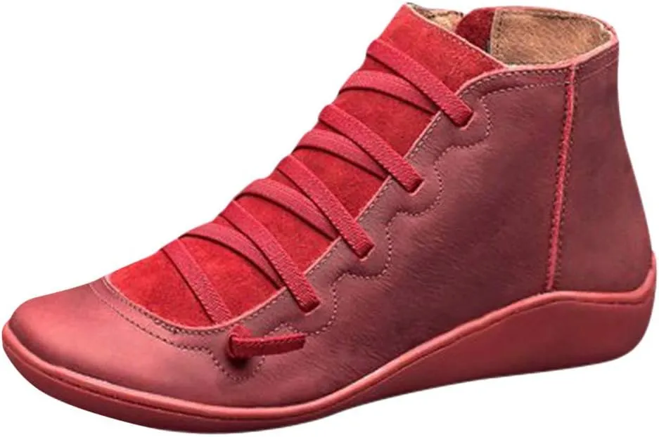 Ankle Boots for Women Fall Boots for Women 2024 Round Toe Casual Lace-up Women's Boots Shoe Side Zipper Comfortable