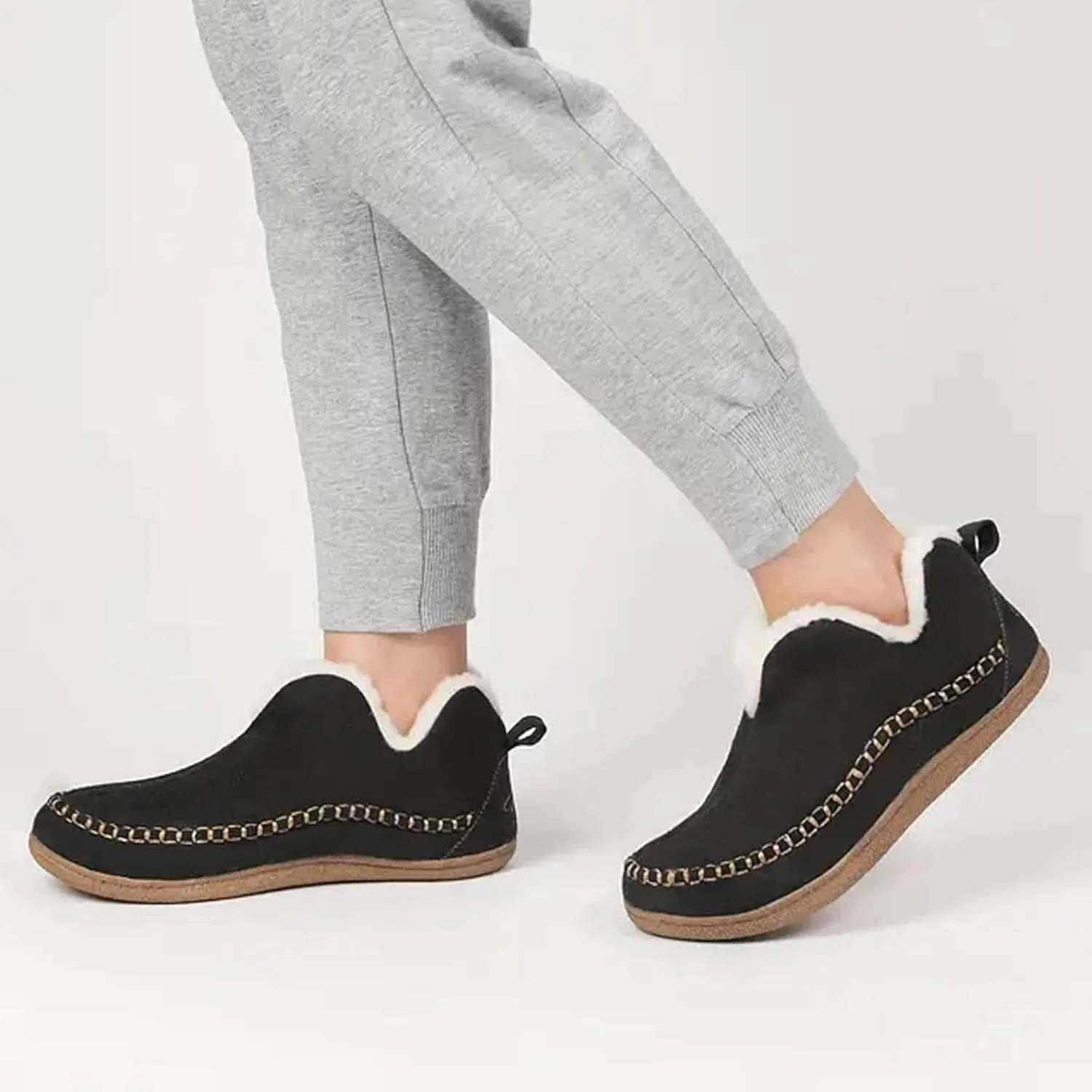 Ankle Boots for Women, Winter Warm Cozy Suede Indoor Outdoor Ankle Boots With Memory Foam Comfy Non Slip House Shoes