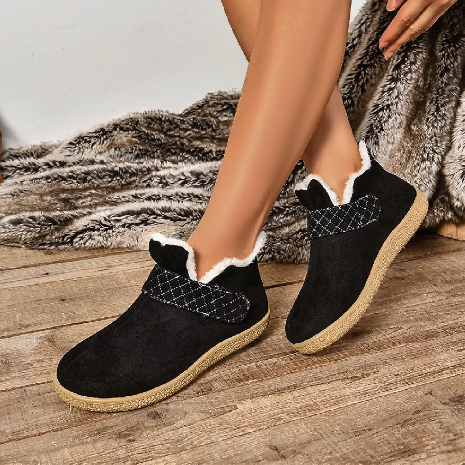 Ankle Boots for Women, Women's Moccasin Ankle Boots Ladies Warm Winter Indoor Outdoor House Shoes With Memory Foam