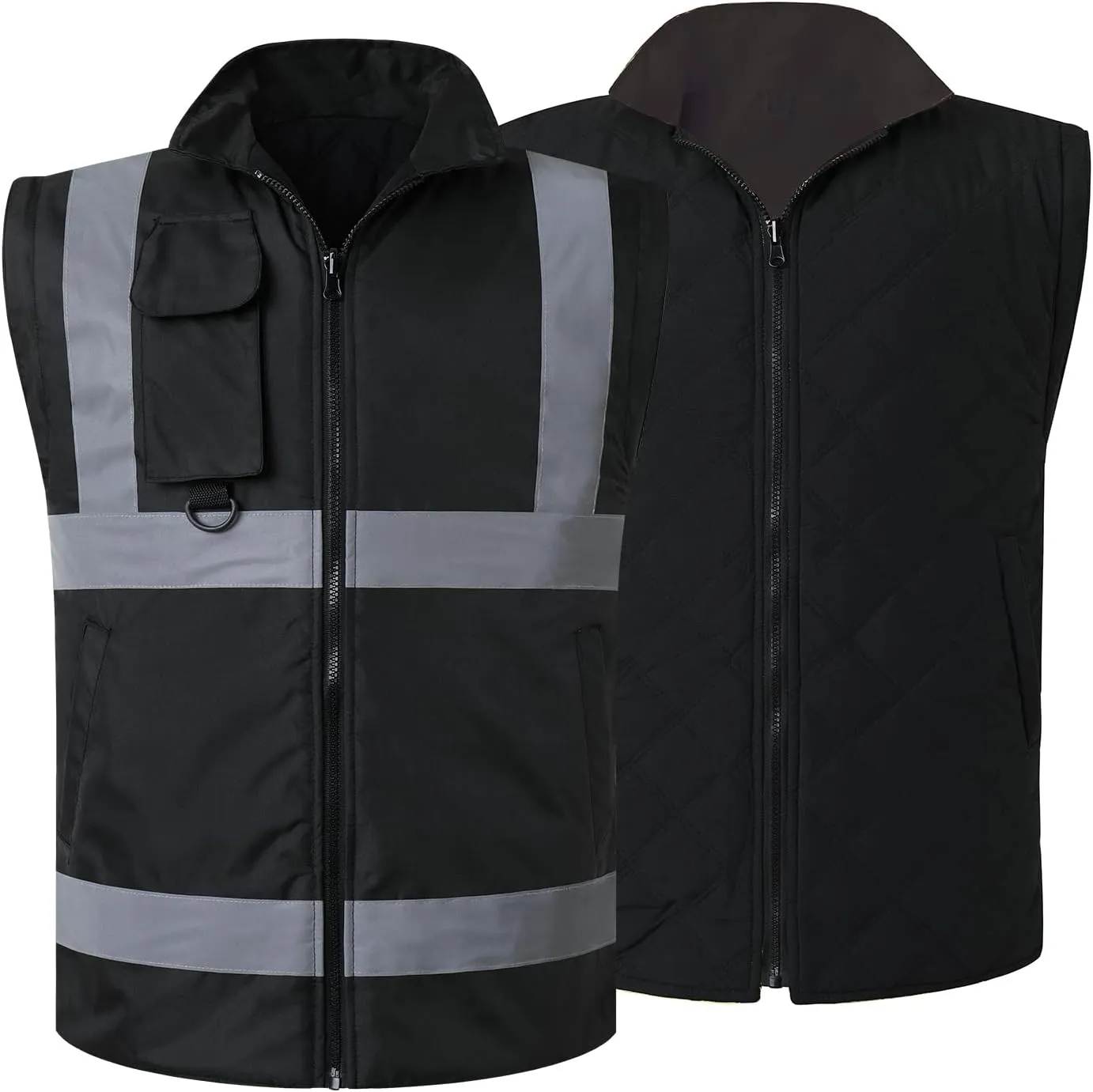ANSI Class 3 High Visibility 7 in 1 Safety Winter Jacket For Men Safety Coat Traffic Reflective Parka Jacket