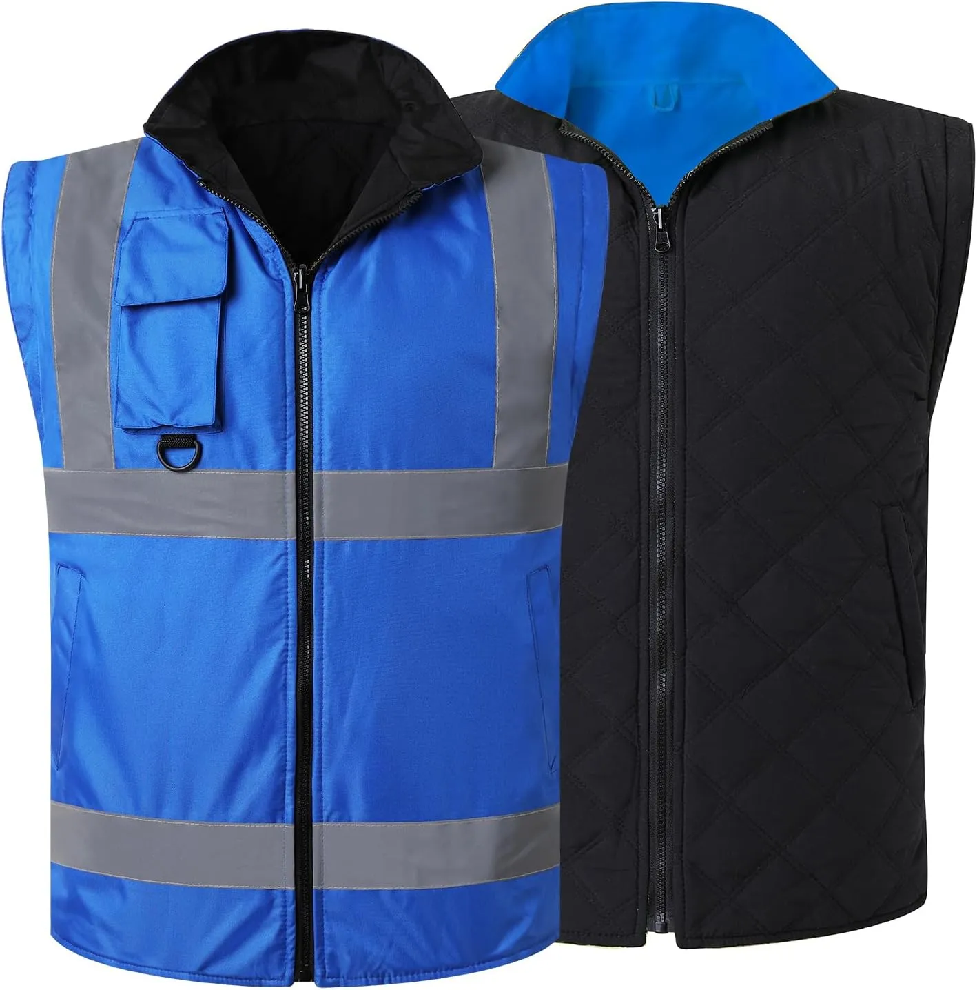 ANSI Class 3 High Visibility 7 in 1 Safety Winter Jacket For Men Safety Coat Traffic Reflective Parka Jacket