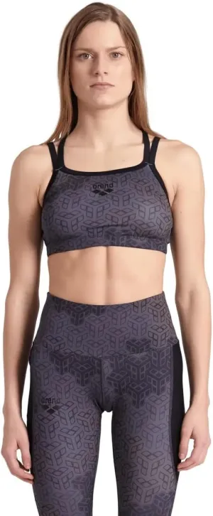 ARENA Womens Active Allover Sports Bra Top Soft Support Moisture Wicking Breathable Quick Dry Removable Cups