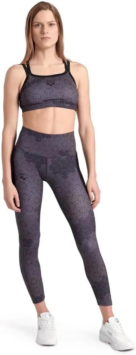 ARENA Womens Active Allover Sports Bra Top Soft Support Moisture Wicking Breathable Quick Dry Removable Cups