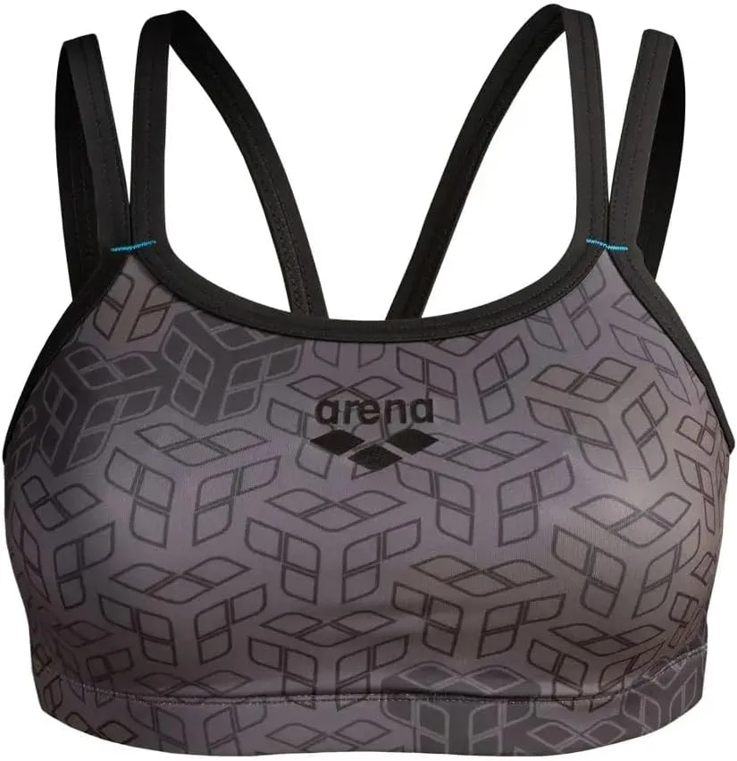 ARENA Womens Active Allover Sports Bra Top Soft Support Moisture Wicking Breathable Quick Dry Removable Cups
