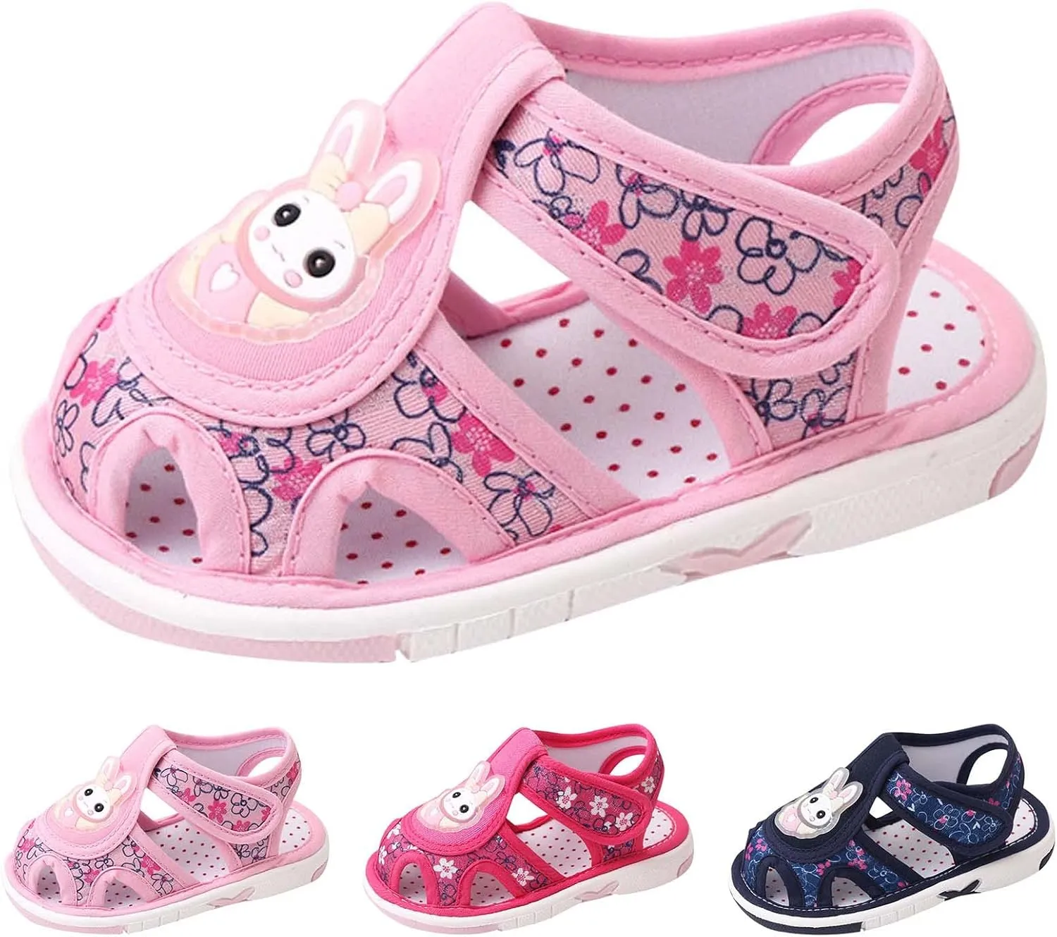 Baby Boy Girl Cartoon Bunny First Walking Sandals Closed Toe Lightweight Non Slip Summer Sneakers Outdoor Footwear
