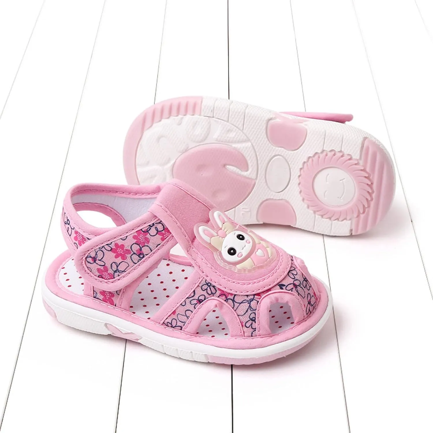 Baby Boy Girl Cartoon Bunny First Walking Sandals Closed Toe Lightweight Non Slip Summer Sneakers Outdoor Footwear