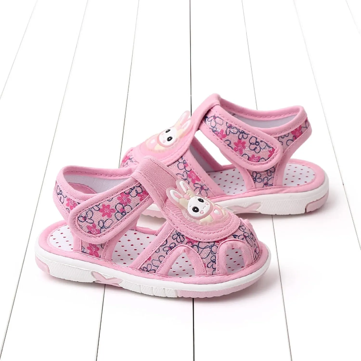 Baby Boy Girl Cartoon Bunny First Walking Sandals Closed Toe Lightweight Non Slip Summer Sneakers Outdoor Footwear