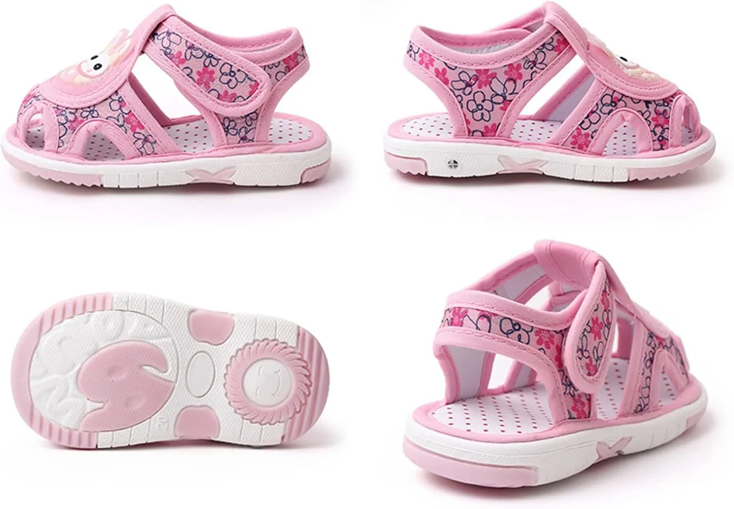 Baby Boy Girl Cartoon Bunny First Walking Sandals Closed Toe Lightweight Non Slip Summer Sneakers Outdoor Footwear