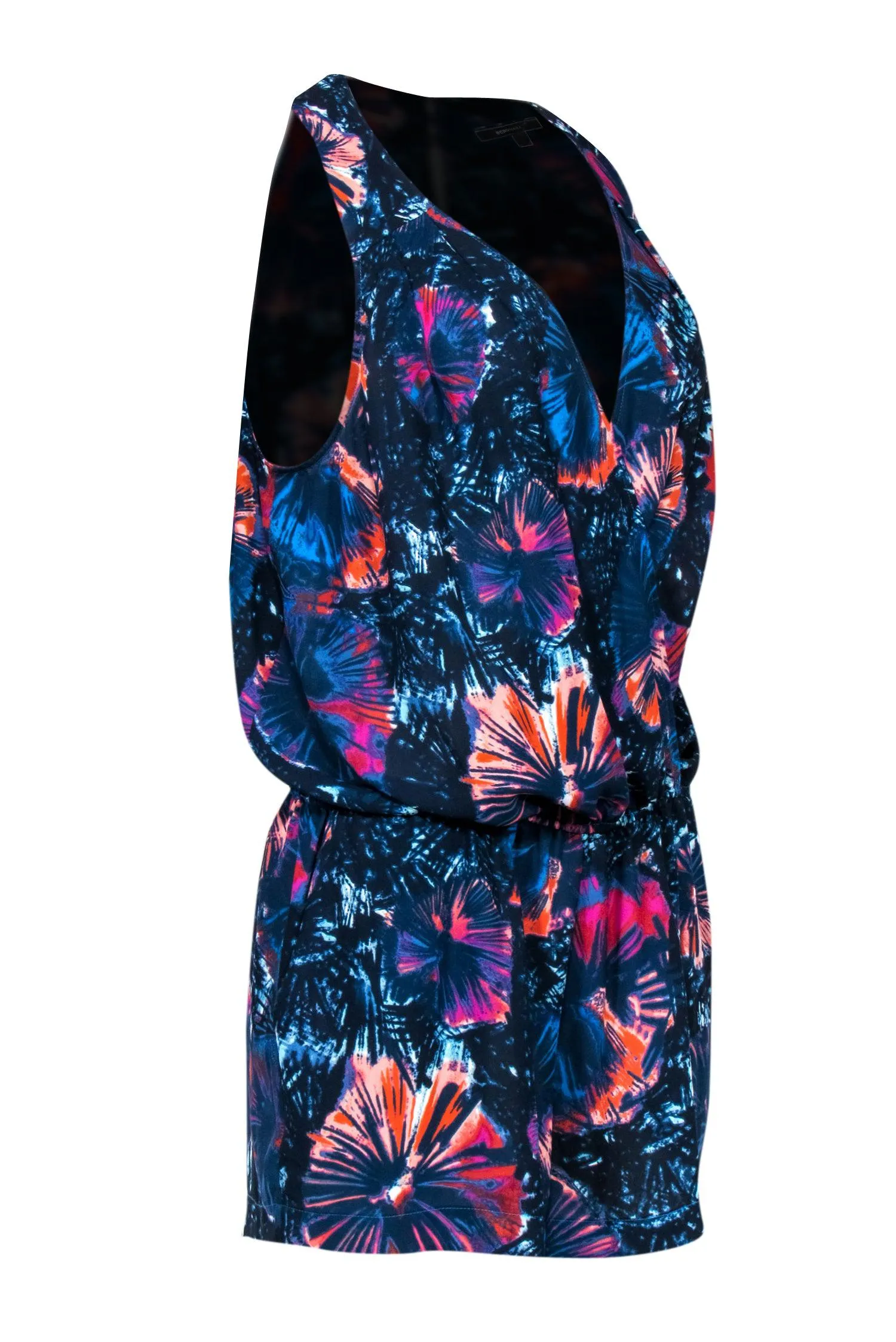 BCBG Max Azria - Navy Abstract Floral Sleeveless Romper Sz M