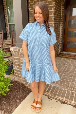 Better With You Light Denim Striped Dress