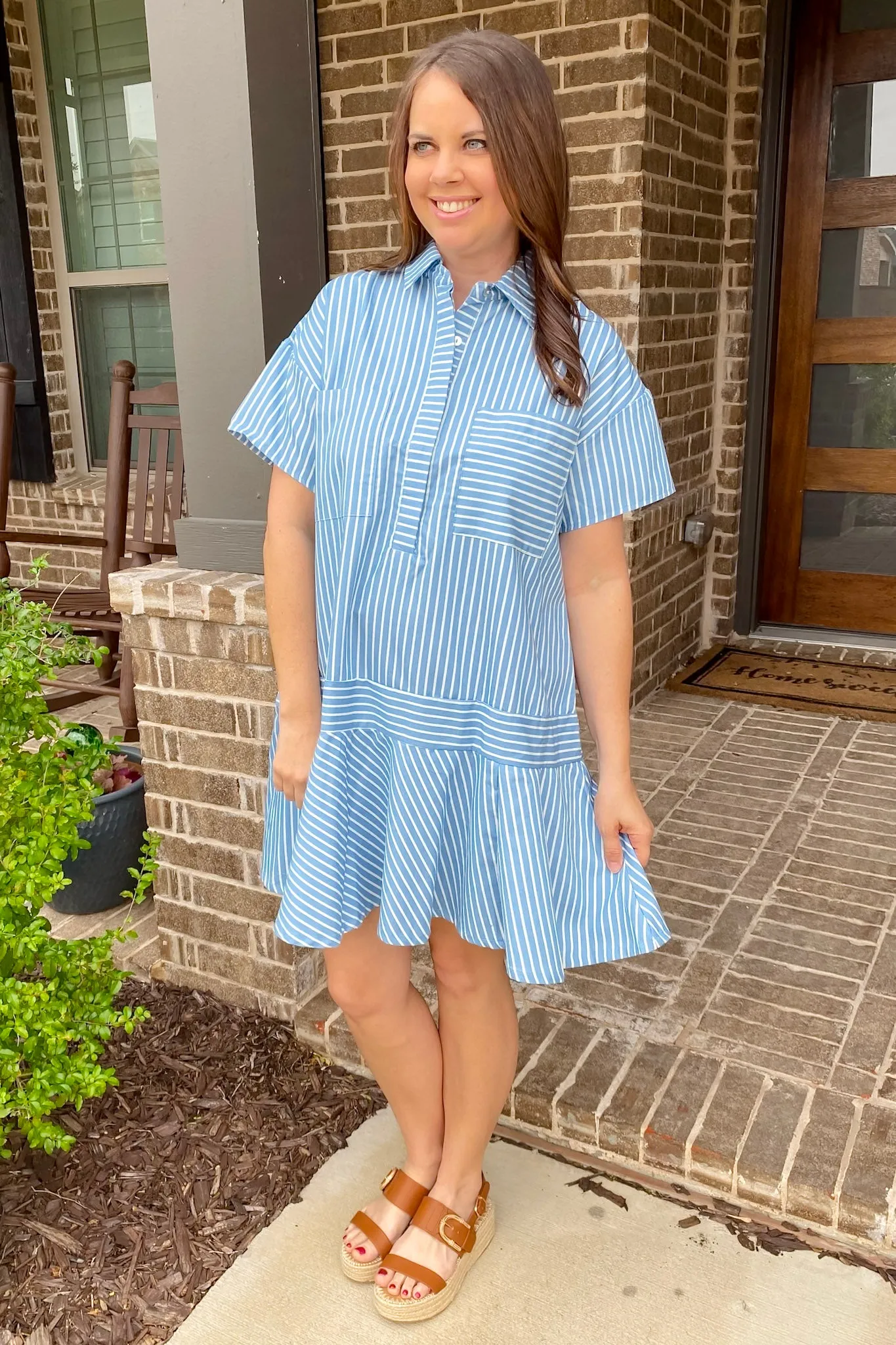 Better With You Light Denim Striped Dress