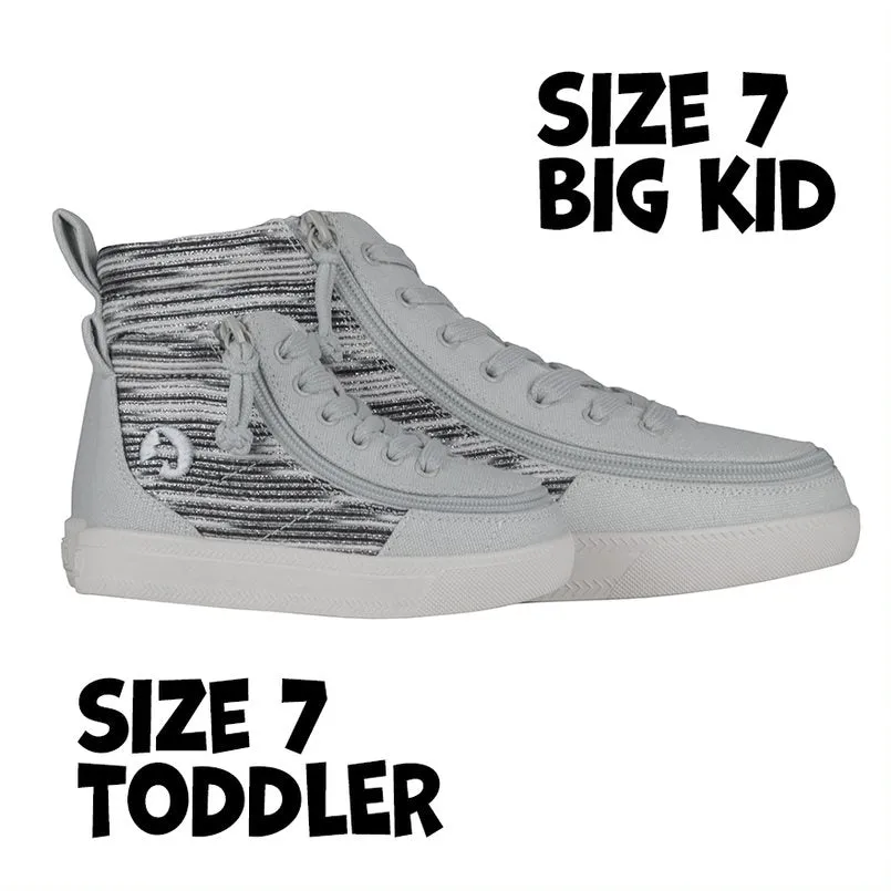 Billy Footwear (Kids) DR Fit - High Top DR Silver Streak Canvas Shoes