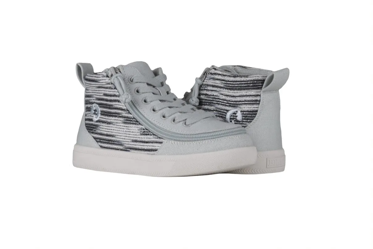 Billy Footwear (Kids) DR Fit - High Top DR Silver Streak Canvas Shoes