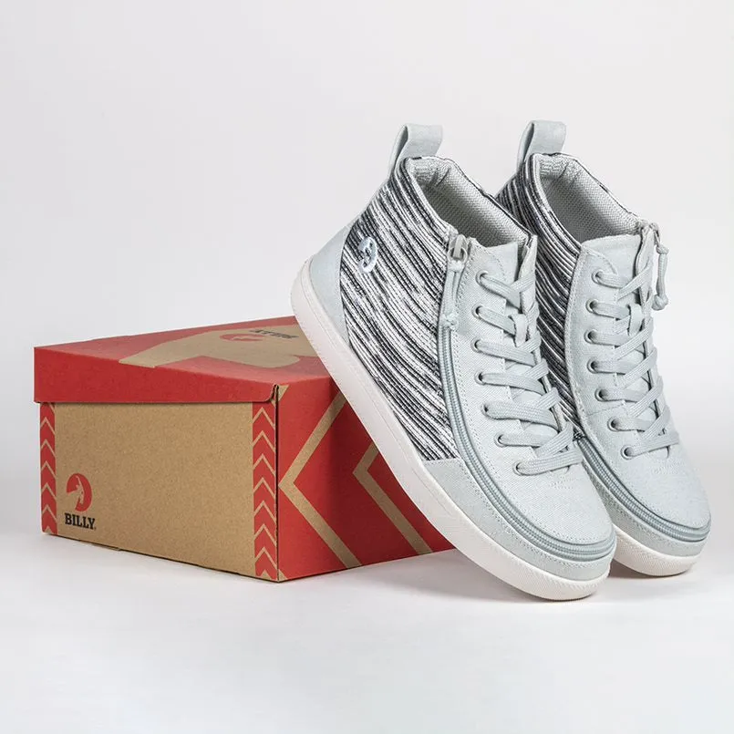 Billy Footwear (Kids) DR Fit - High Top DR Silver Streak Canvas Shoes