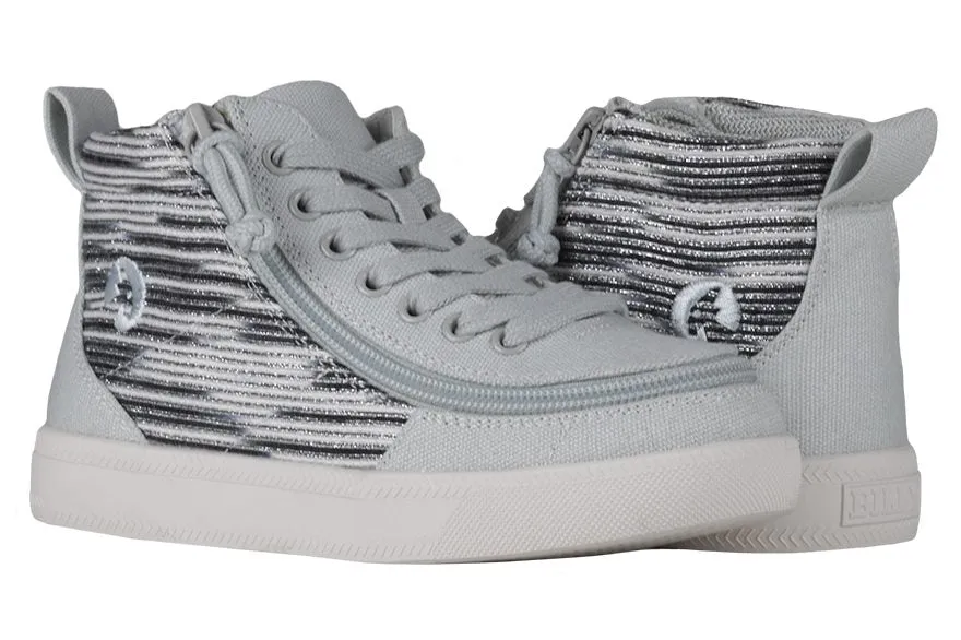 Billy Footwear (Kids) DR Fit - High Top DR Silver Streak Canvas Shoes