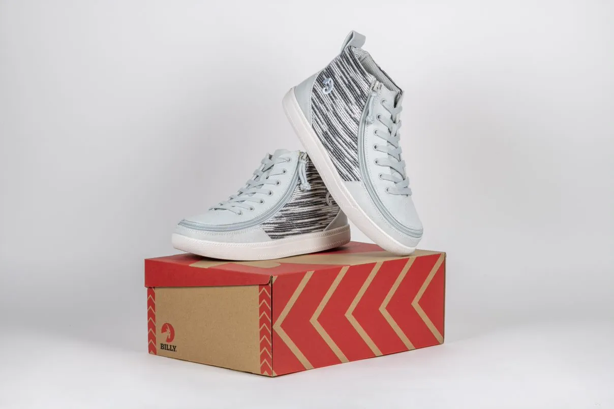 Billy Footwear (Kids) DR Fit - High Top DR Silver Streak Canvas Shoes