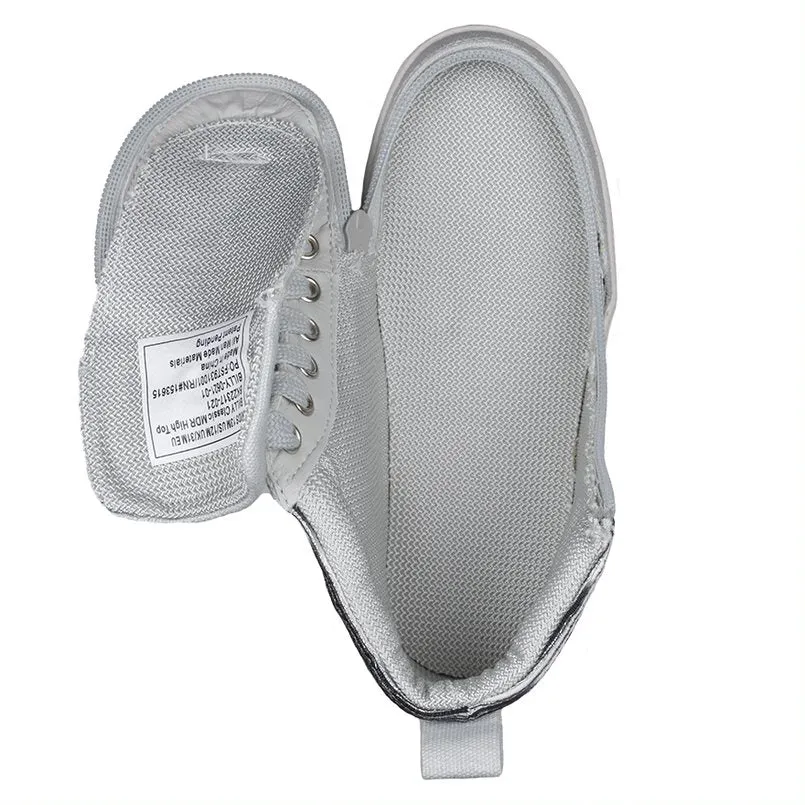 Billy Footwear (Kids) DR Fit - High Top DR Silver Streak Canvas Shoes