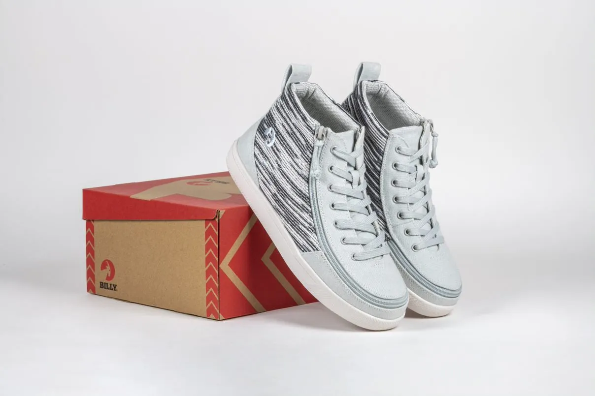 Billy Footwear (Kids) DR Fit - High Top DR Silver Streak Canvas Shoes