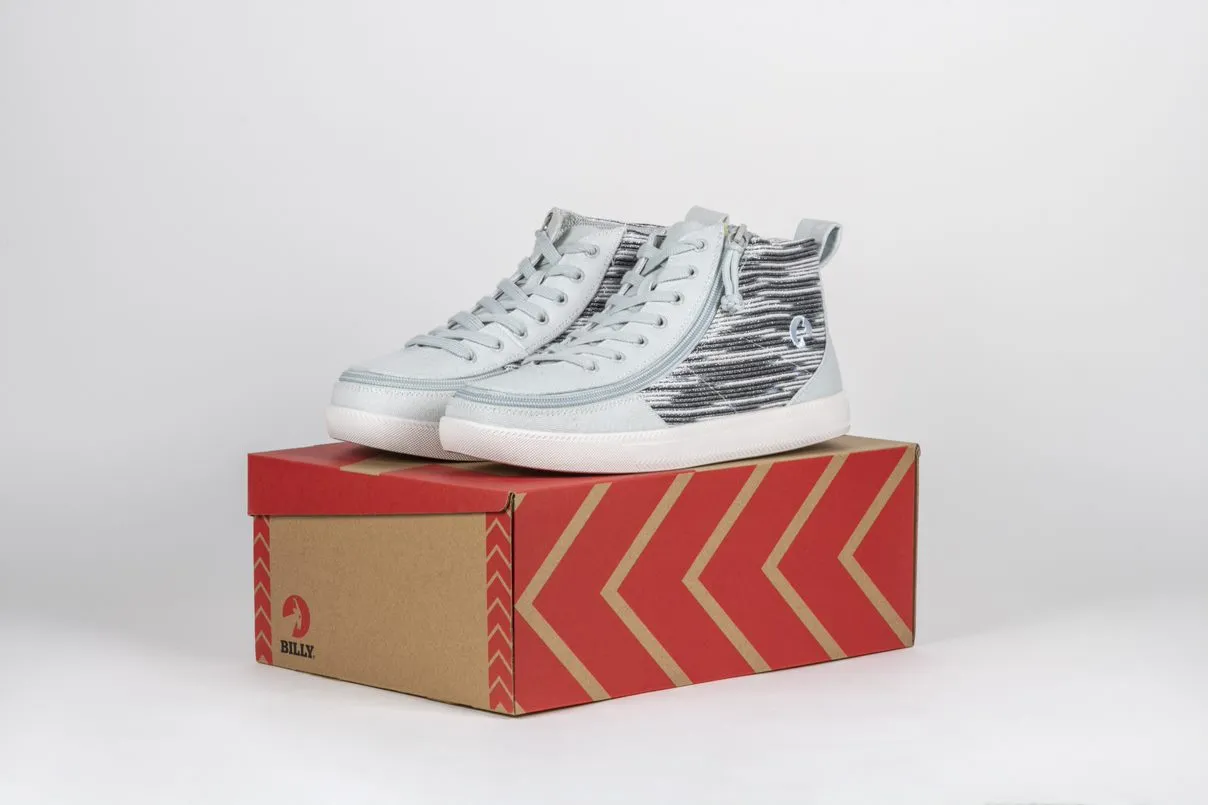 Billy Footwear (Kids) DR Fit - High Top DR Silver Streak Canvas Shoes