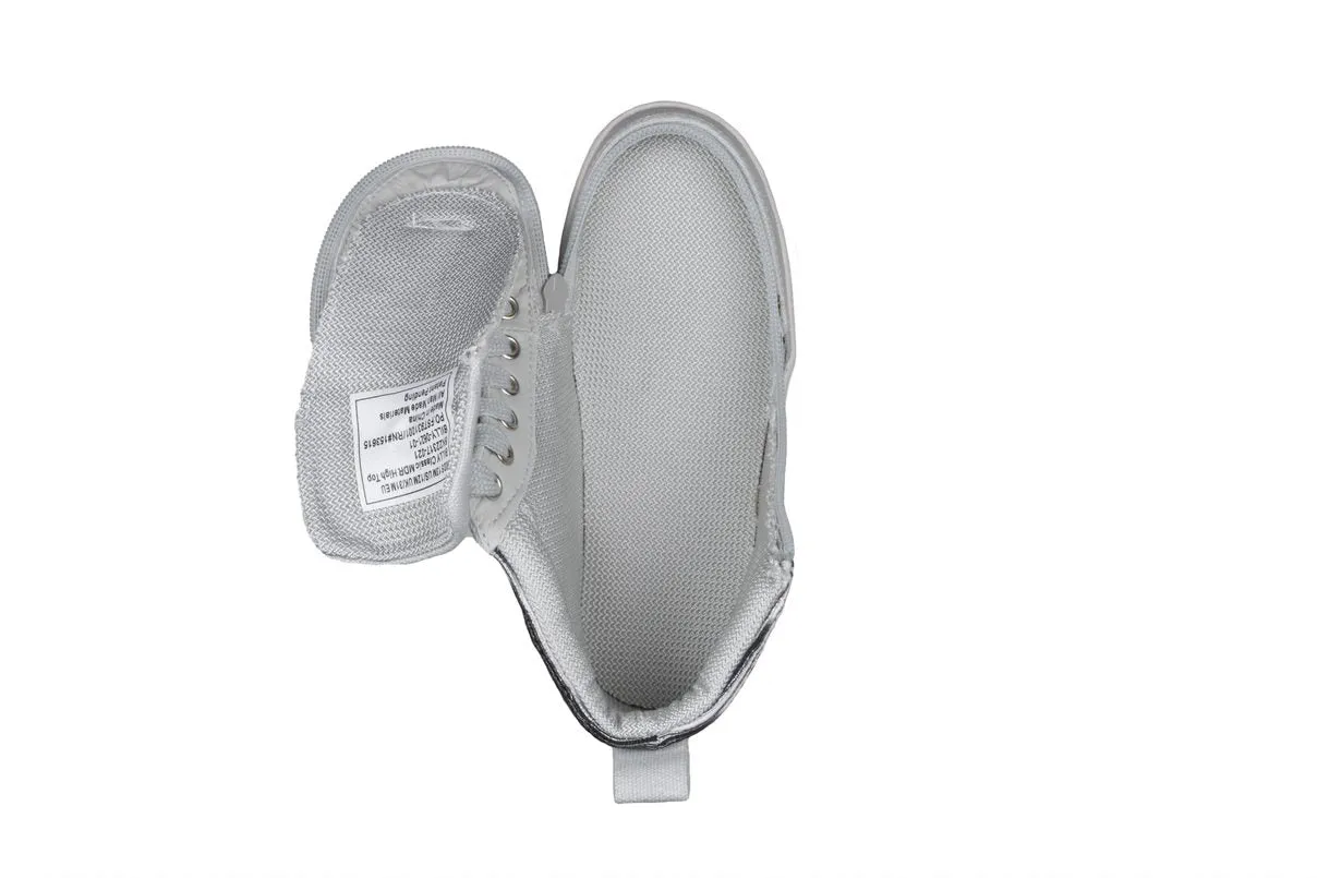 Billy Footwear (Kids) DR Fit - High Top DR Silver Streak Canvas Shoes