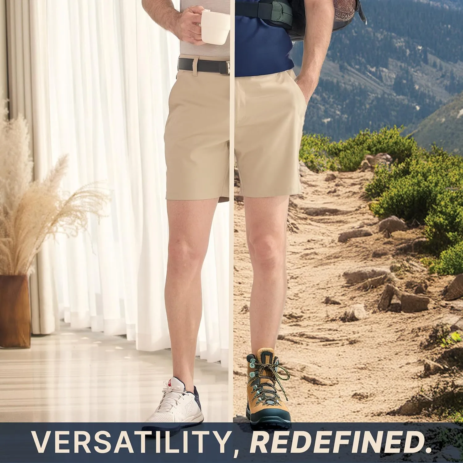 BLUE CHILL Lightweight Golf Shorts for Men, Water Resistant Quick Dry, 7 inch Inseam, 5 Pocket, 2-Way Stretch, Slim Fit