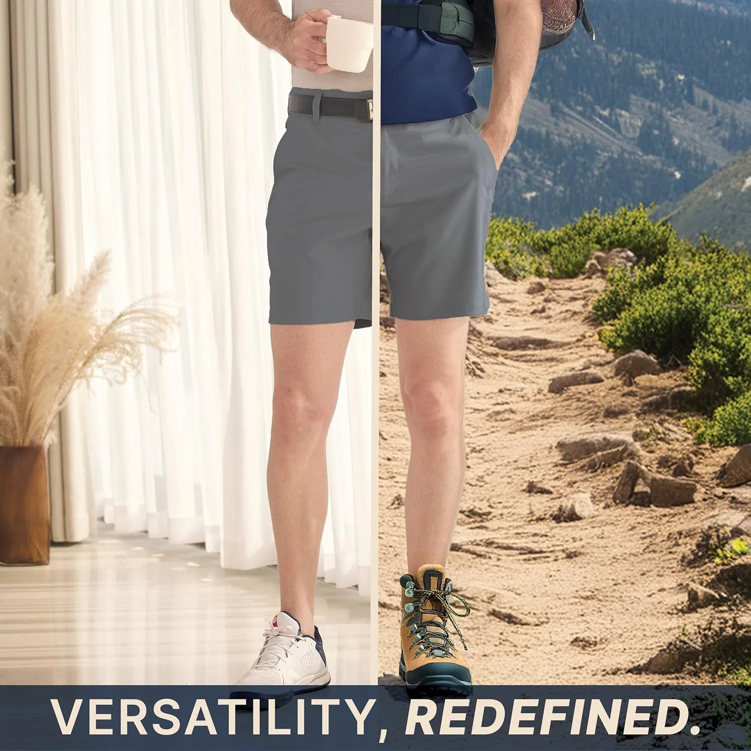 BLUE CHILL Lightweight Golf Shorts for Men, Water Resistant Quick Dry, 7 inch Inseam, 5 Pocket, 2-Way Stretch, Slim Fit