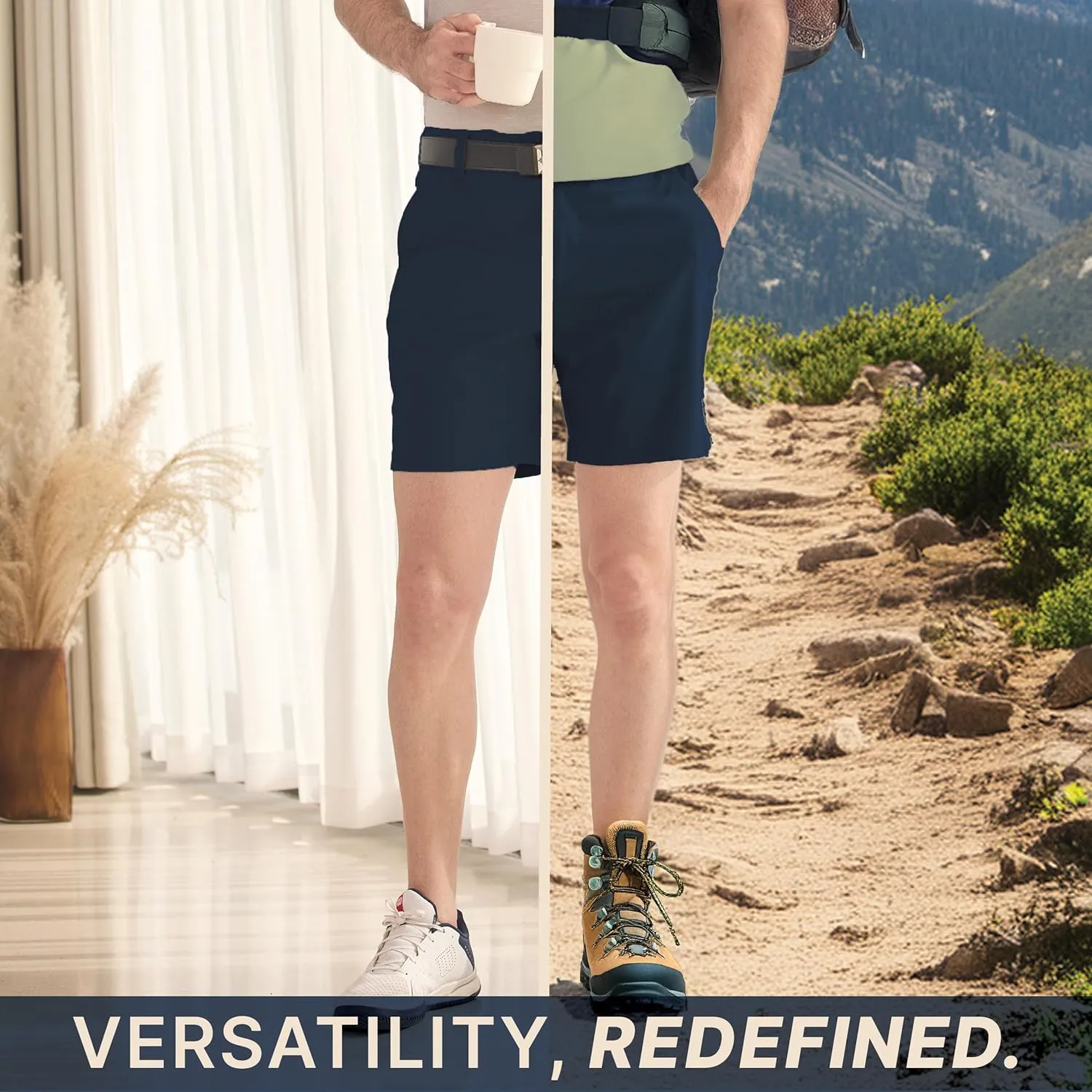 BLUE CHILL Lightweight Golf Shorts for Men, Water Resistant Quick Dry, 7 inch Inseam, 5 Pocket, 2-Way Stretch, Slim Fit