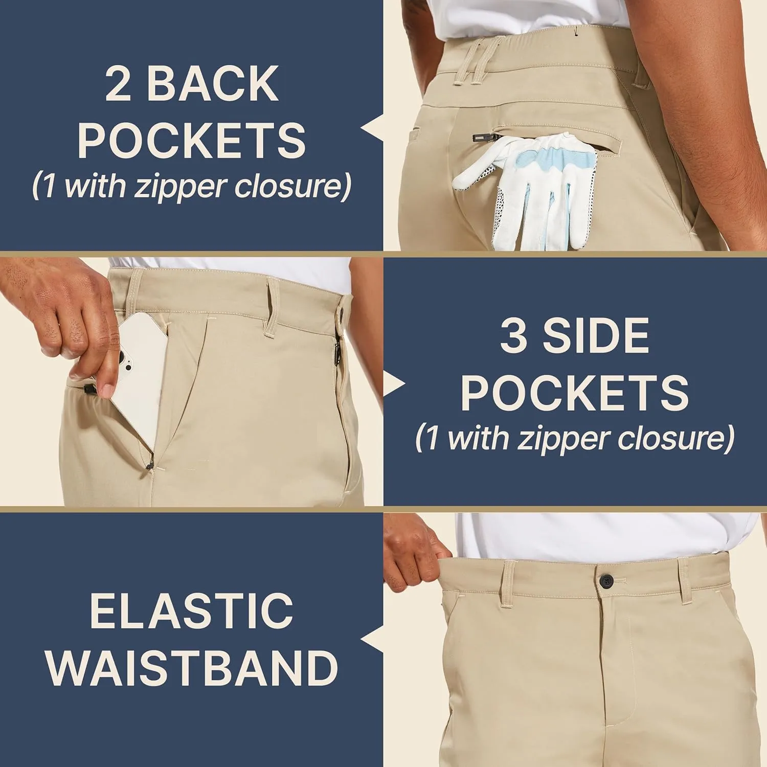 BLUE CHILL Lightweight Golf Shorts for Men, Water Resistant Quick Dry, 7 inch Inseam, 5 Pocket, 2-Way Stretch, Slim Fit