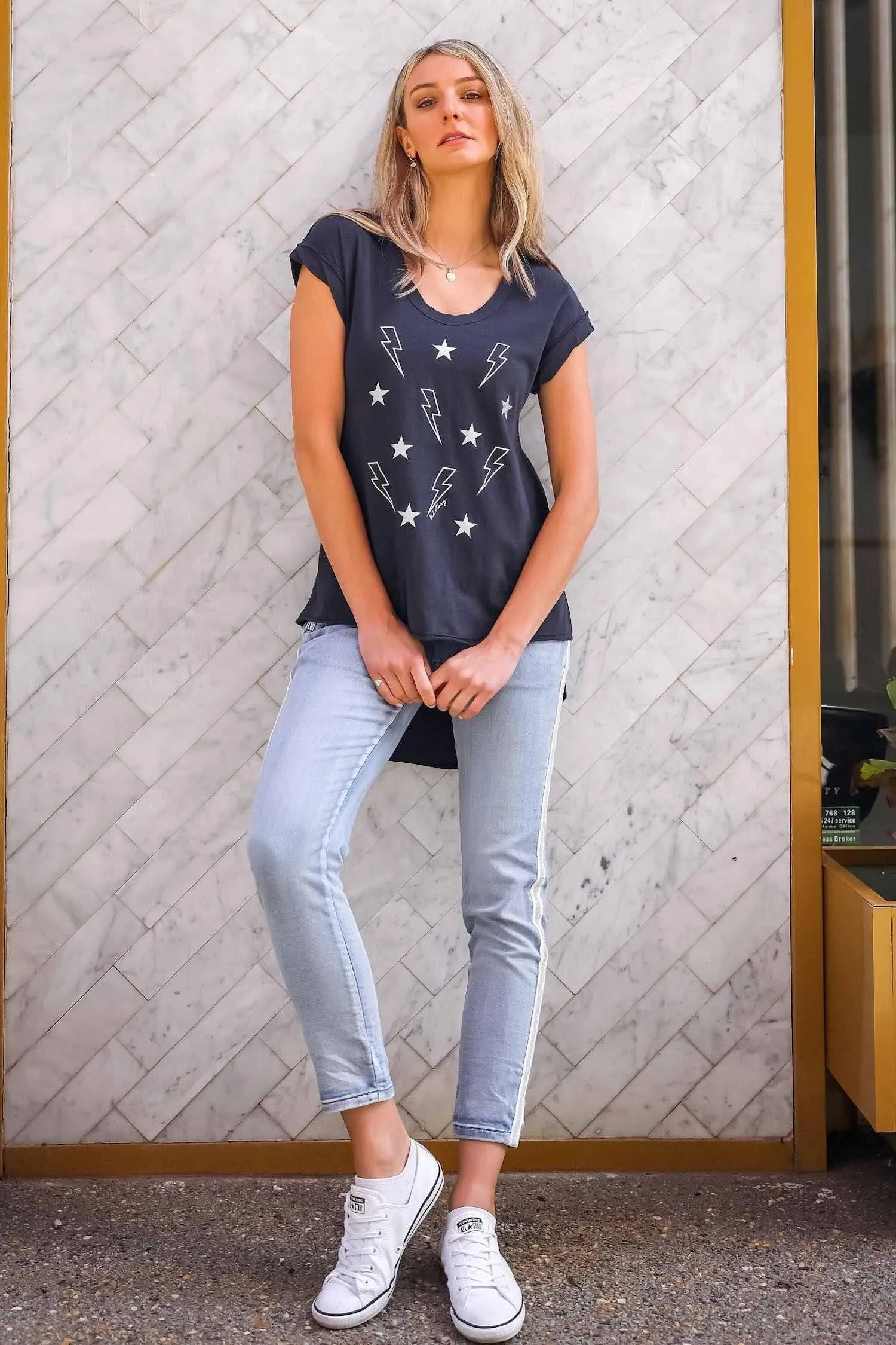 Bolts and Star Navy T Shirt