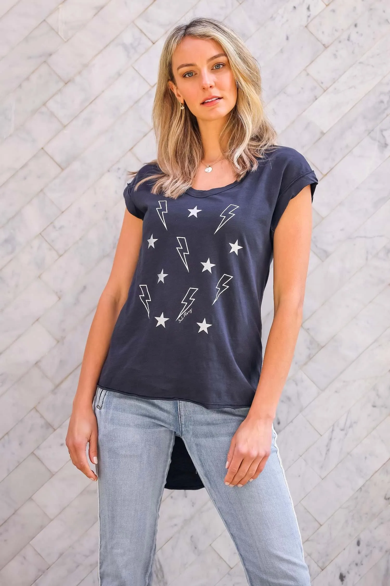 Bolts and Star Navy T Shirt