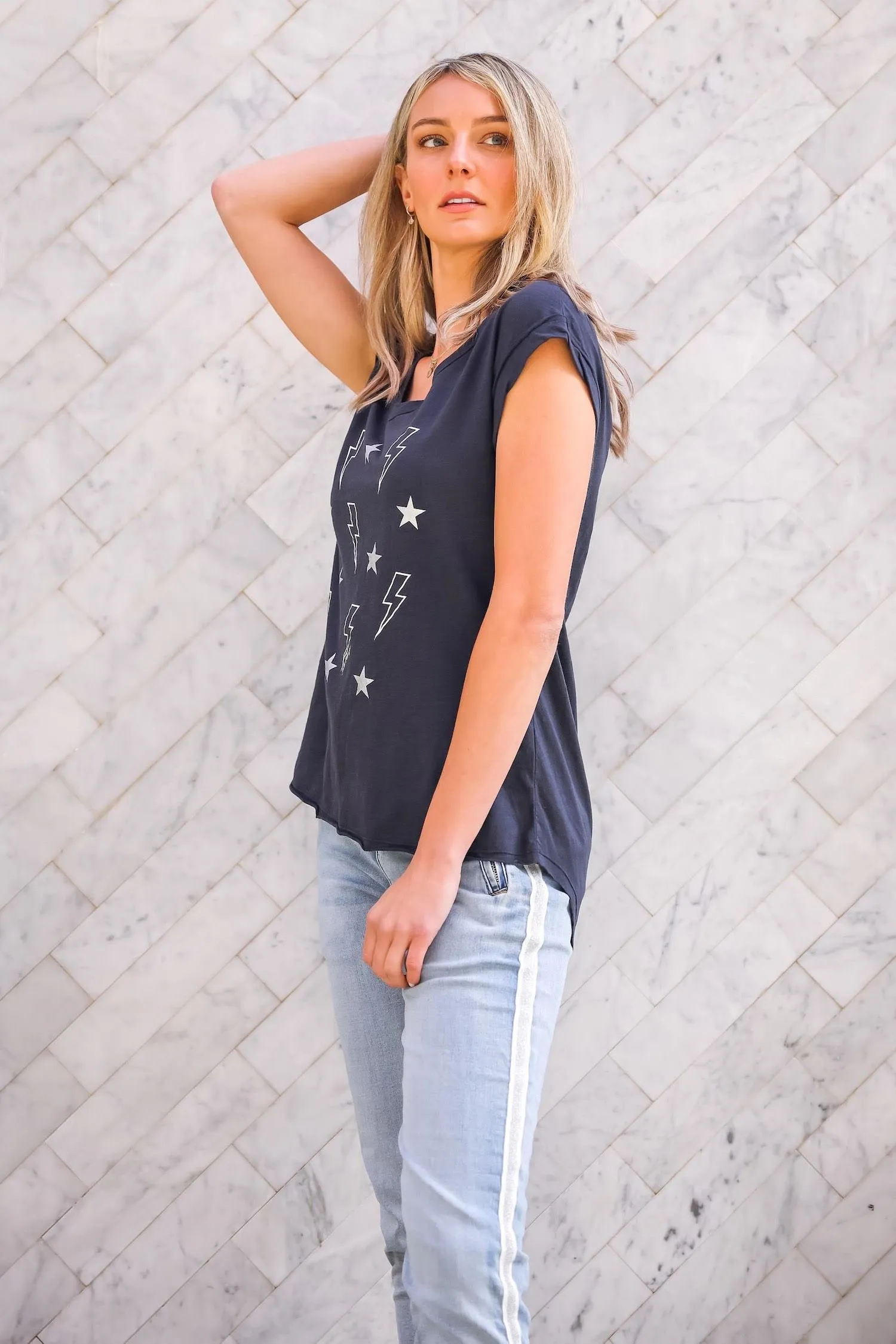 Bolts and Star Navy T Shirt