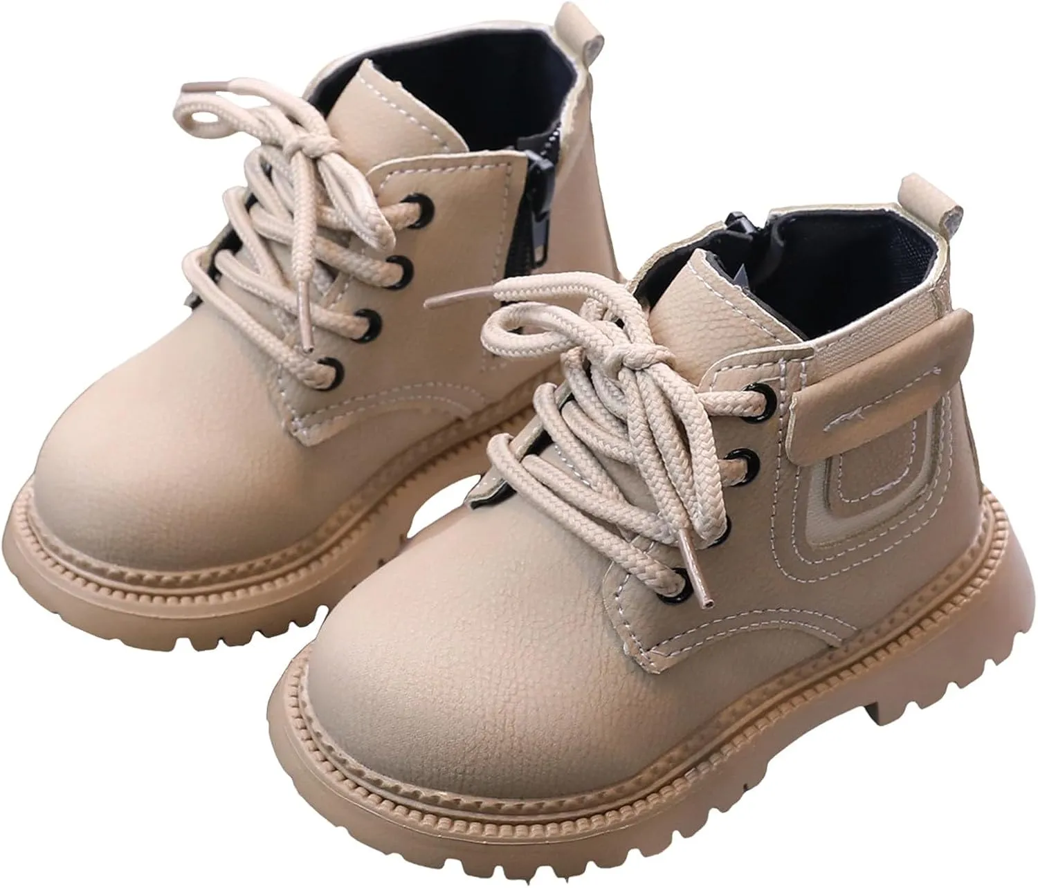 Boots for Girls Fashion Leather Hiking Snow Boots Little Kid High Top Dress Shoes Lace Up Non-Slip Texture Sole Boot