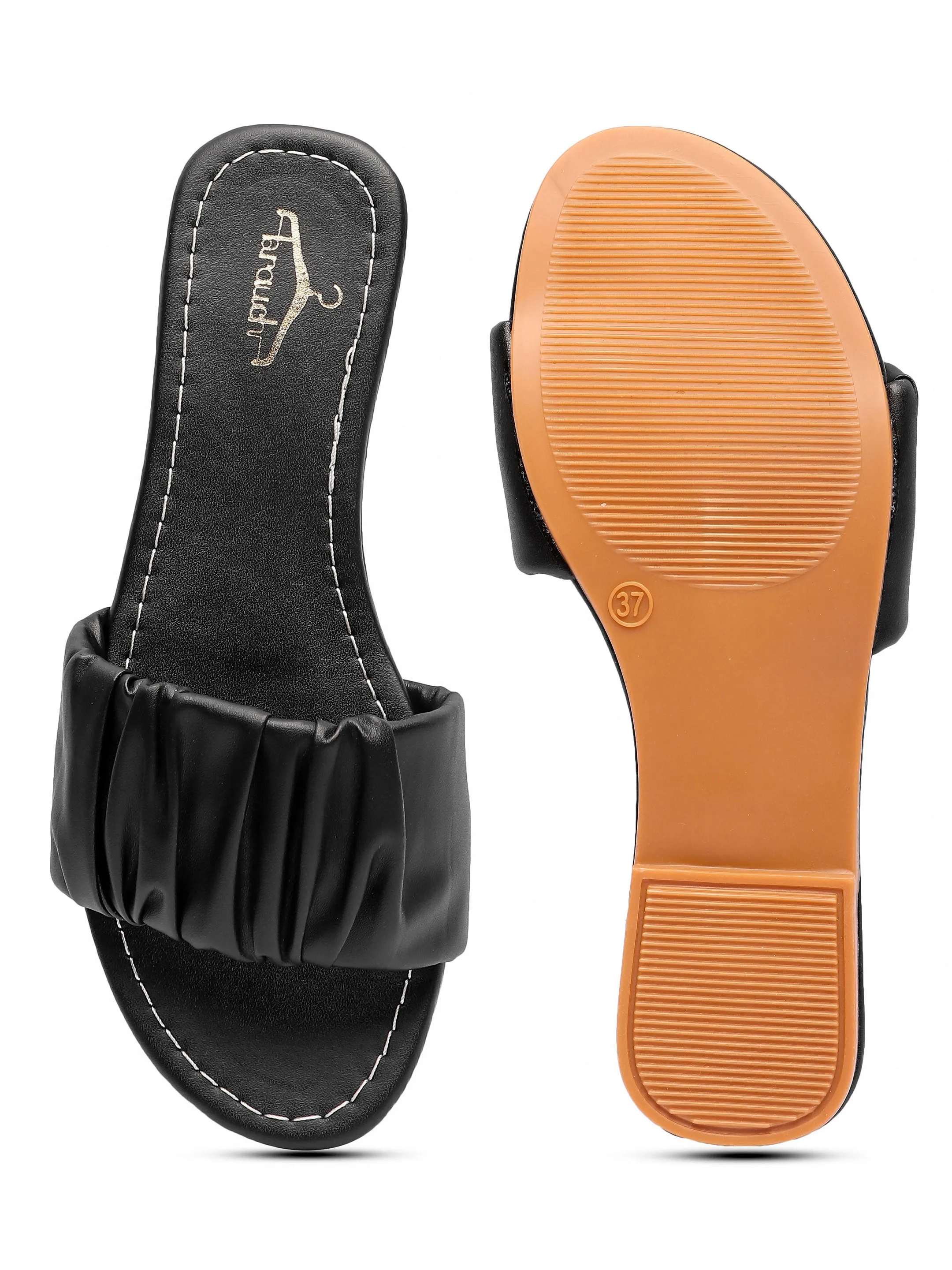 Brauch Women's Black Pleated Flat Sandal
