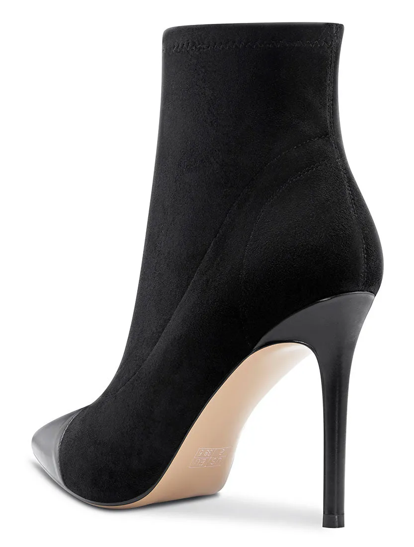 CASTAMERE Women's High Heel Ankle Boots Slip-on Pointed Toe Stretch Boot Stilettos Classic PU-Suede Boots 10CM Heels