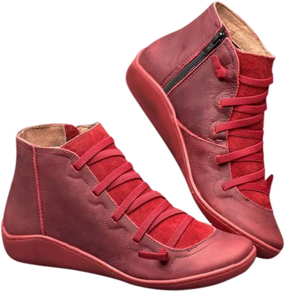 Cathalem Ankle Boots for Women Arch Support Low Heel Fashion Lace Up Zipper Booties Cowboy Cowgirl Walking Short Bootie