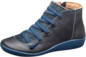 Cathalem Ankle Boots for Women Arch Support Womens Low Heel Lace Up Zipper Booties Cowboy Cowgirl Walking Short Bootie
