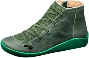 Cathalem Boots for Women Orthopedic Ankle Boots Arch Support Leather Comfortable Side Zip Wedge Booties Fall Boots Women