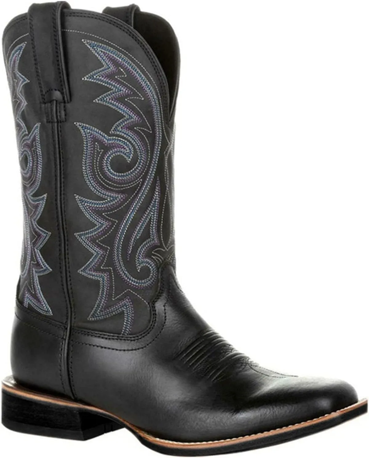Cathalem Cowboy Boots for Women Mid Calf Cowgirl Boots Square Toe Chunky Heel Embroidery Stitched Western Boots