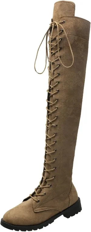 Cathalem Over the Knee Boots for Women Platform Thigh High Boots Chunky Heel Knee High Boots Round Toe Stretch Boots
